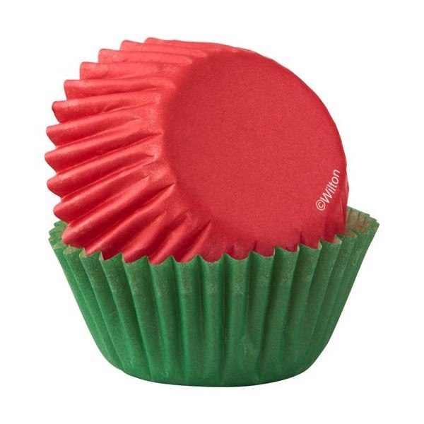 Red & Green mini baking cups cupcake papers 50 pack