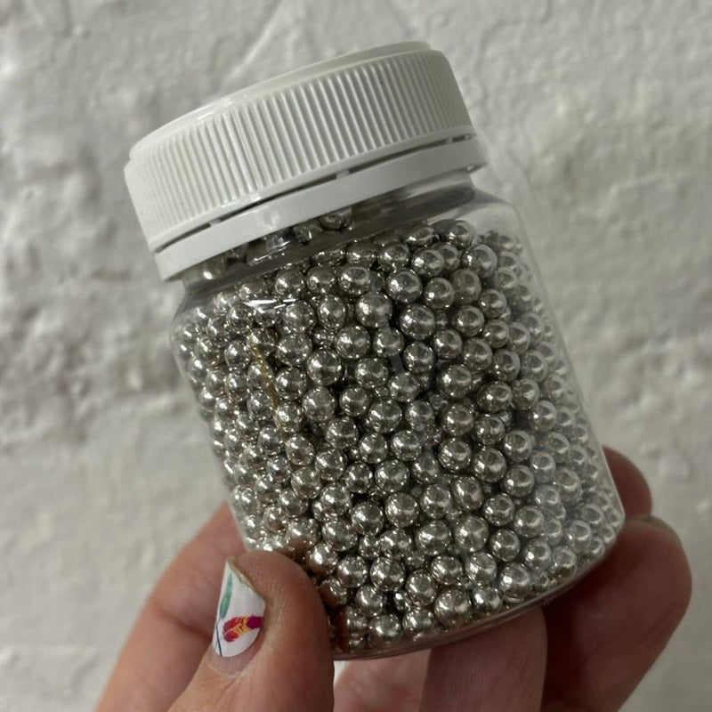 4mm silver cachous jar by Kiwicakes 104ml jar