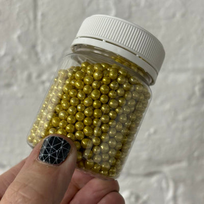 4mm Bright Gold cachous jar by Kiwicakes 104ml jar