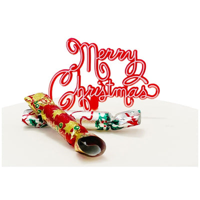 Nostalgic Christmas crackers Cake Topper and Red Merry Christmas Motto