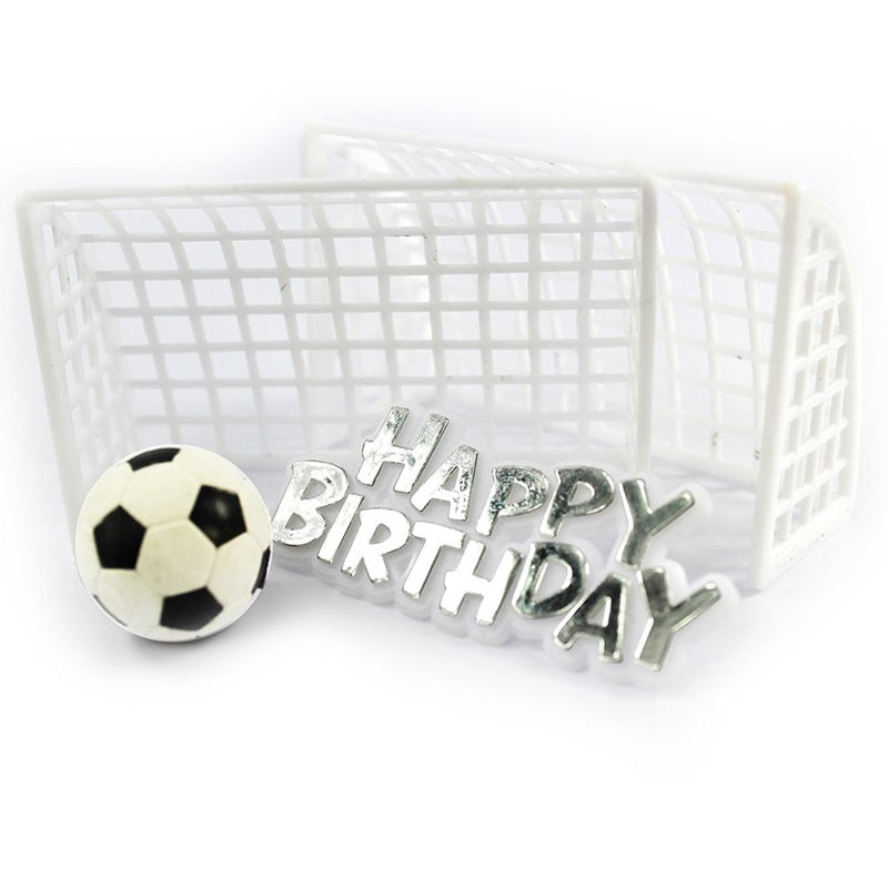 Soccer Ball Goal and motto cake topper set