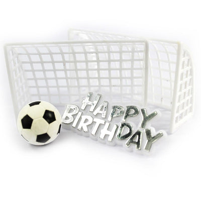 Soccer Ball Goal and motto cake topper set