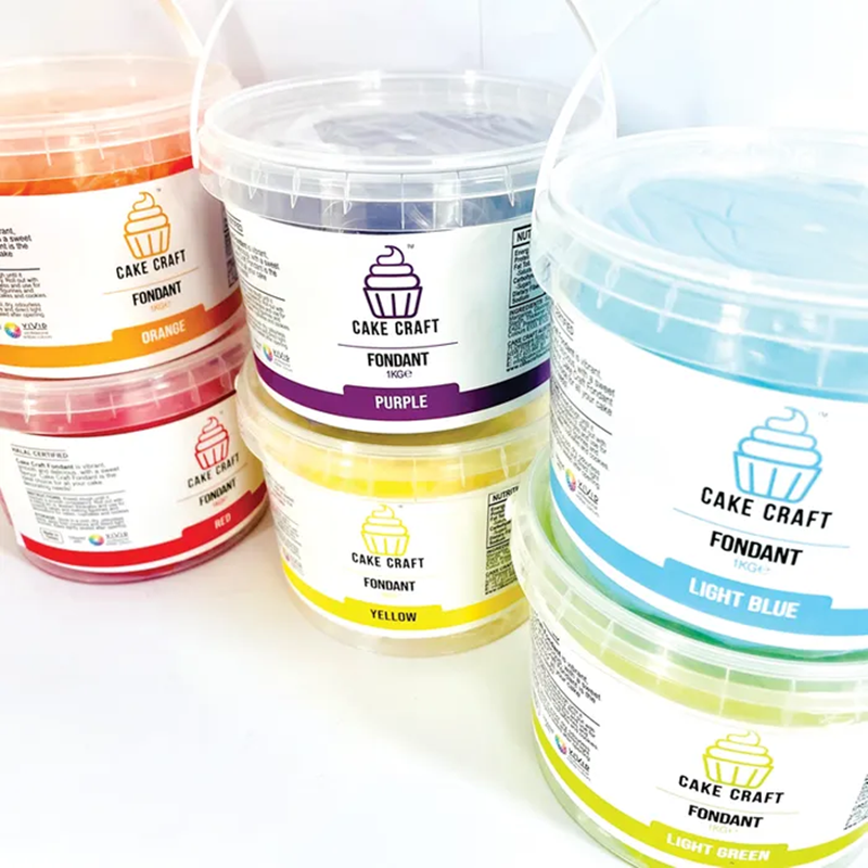 selection of colours of cake craft fondant 1kg buckets