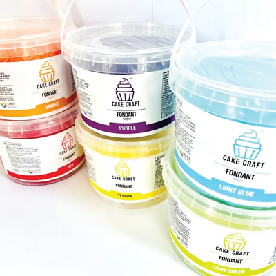 selection of colours of cake craft fondant 1kg buckets