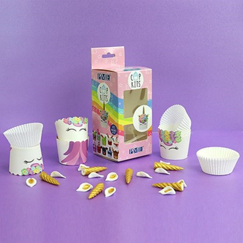 Unicorn cupcake decorating kit with baking cups edible horns and ears