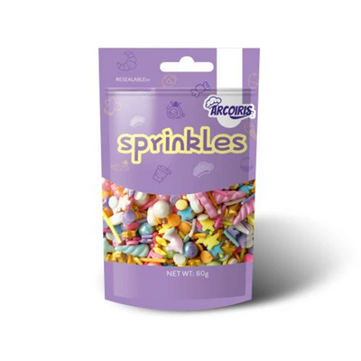 80g sprinkle medley pouch by Arcoiris Rainbow Colourful Unicorn mix