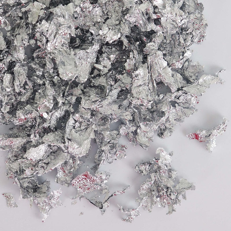 Silver decorating leaf flakes