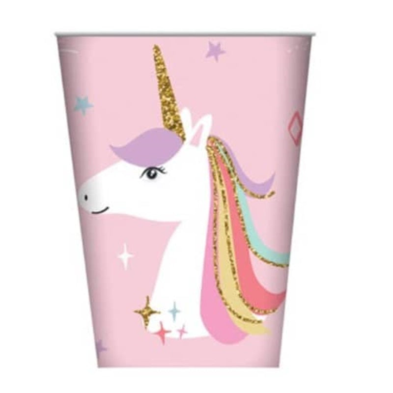 Unicorn Party Cups (8) 250ml style no1