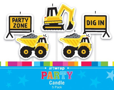 Construction vehicles 5 pick candle set