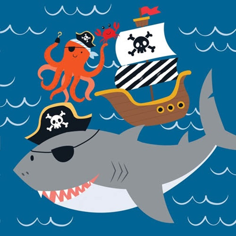 Ahoy Pirate sharks ships and Octopus party napkins serviettes