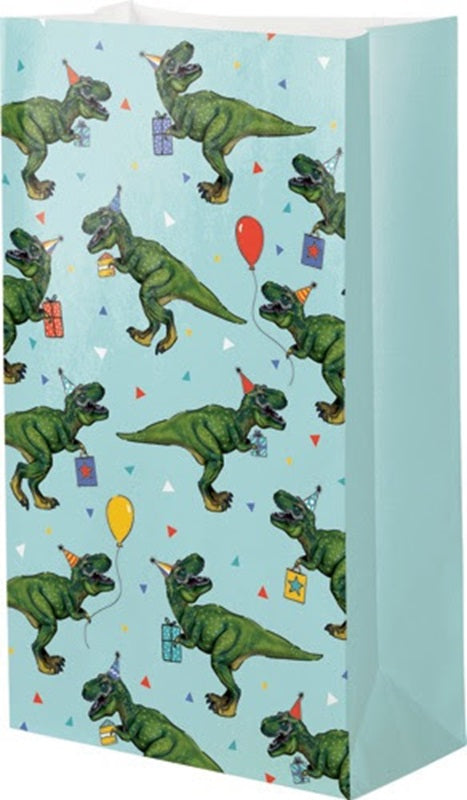 Dinosaur fun paper party bags pack of 8