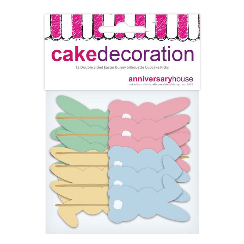 Pastel Bunny cupcake picks pack of 12