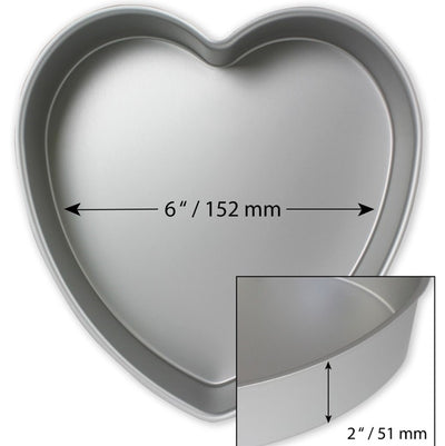 6 inch heart shape cake pan by PME with measurements