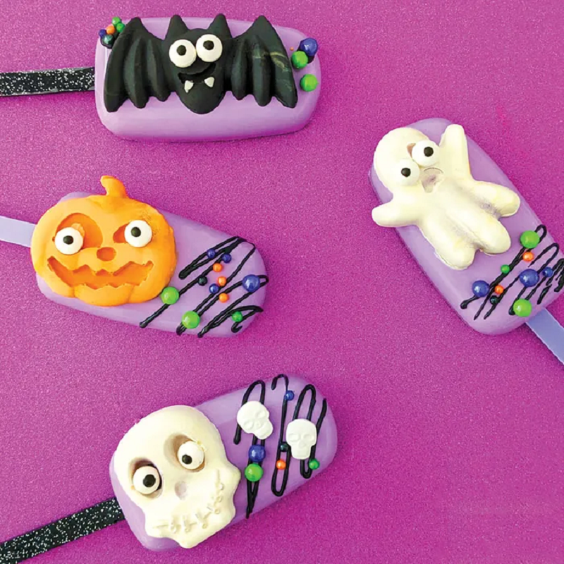 Halloween themed Cakesicles made using Halloween 6 cavity silicone bite size mould