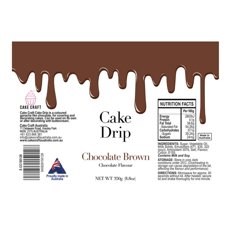 Cake Craft coloured chocolate Cake drip 250g Java Brown