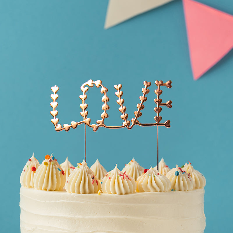 Rose Gold metal LOVE cake topper