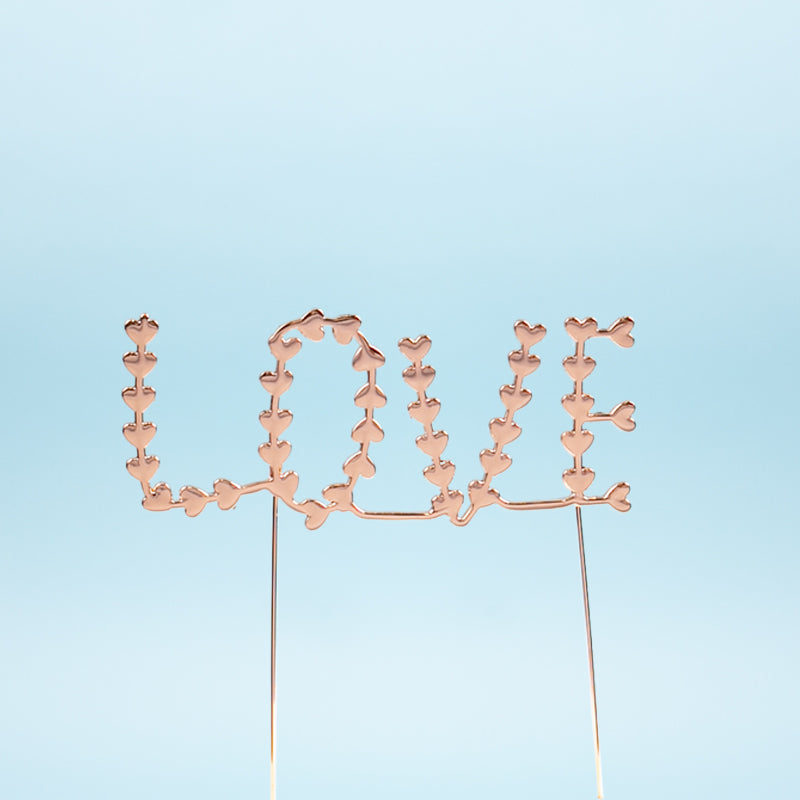 Rose Gold metal LOVE cake topper