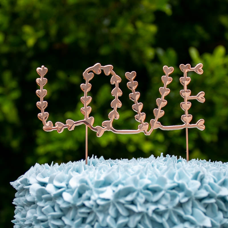 Rose Gold metal LOVE cake topper