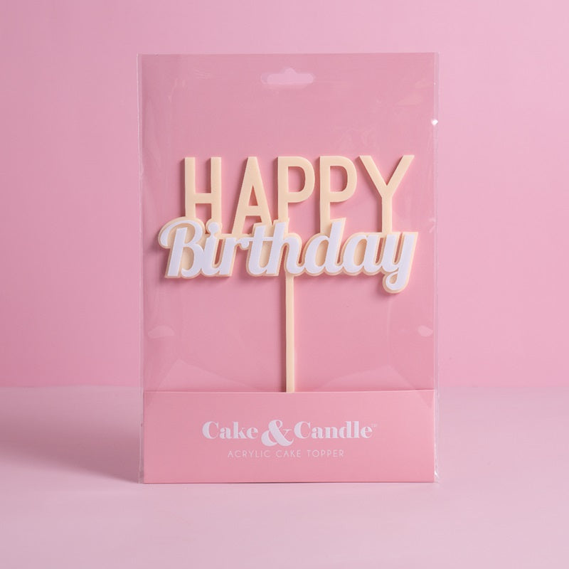 MILKSHAKE Happy Birthday layered acrylic Cake Topper - Caramel