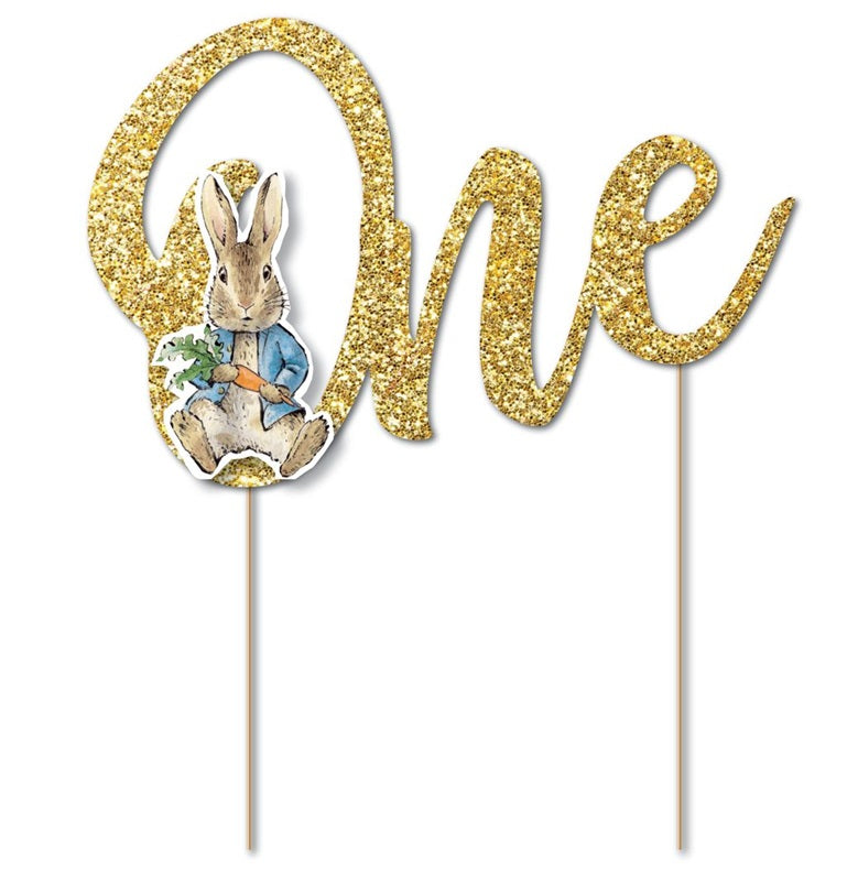 Beatrix Potter™ Peter Rabbit™ 1st Birthday "One" Glitter Cake Topper