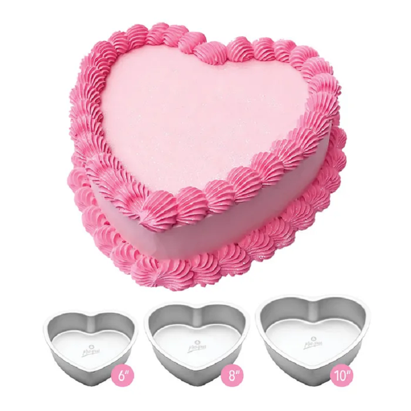 Set of 3 heart shaped cake pans size 6 & 8 & 10 inch