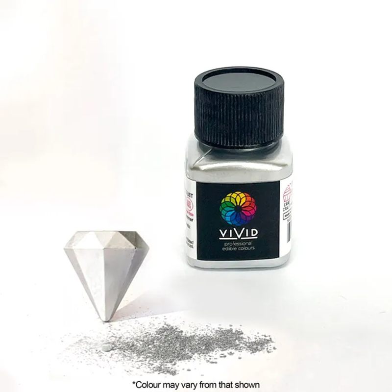 Vivid Silver 10g pot Edible Metallic lustre dust