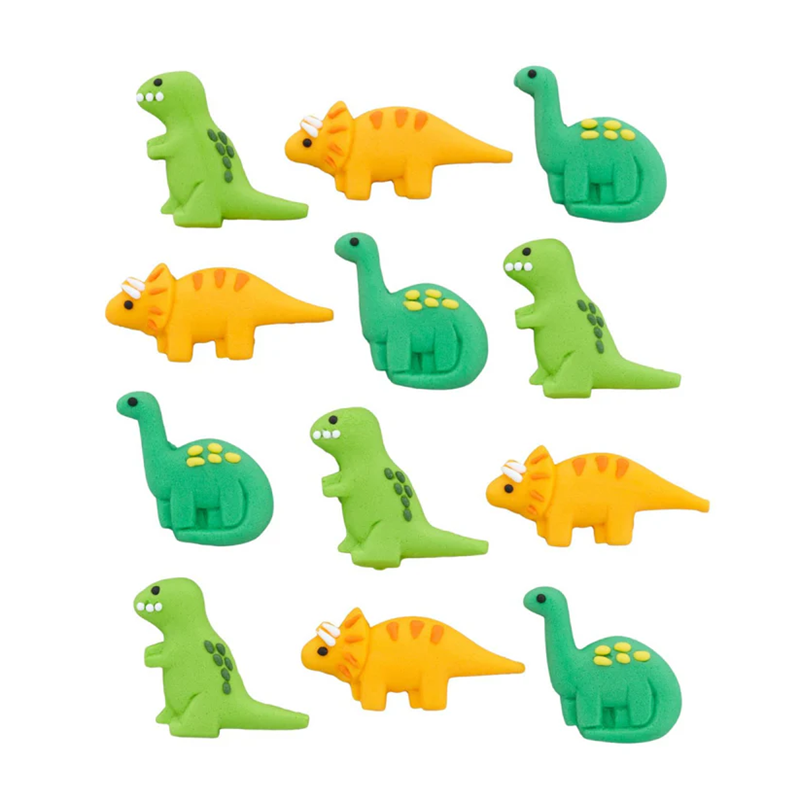 Cute Yellow and Green Royal icing Dinosaurs