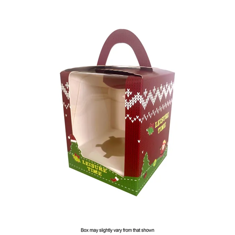 Christmas Cupcake box with handle Holds 1