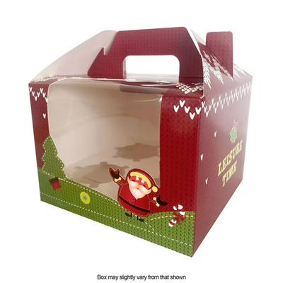 Christmas Cupcake box with handle Holds 4