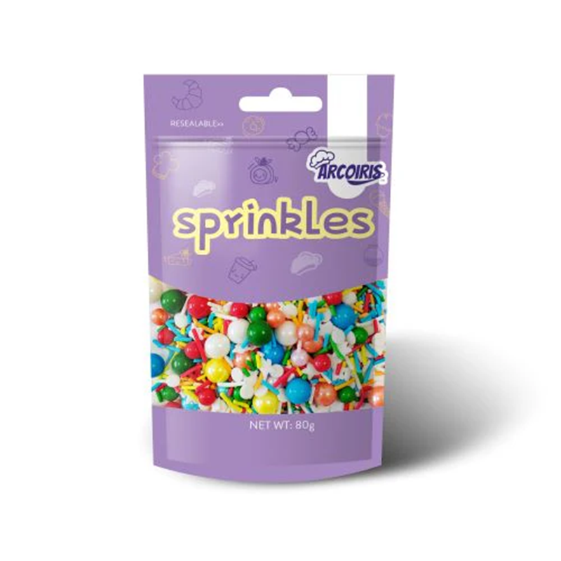 80g sprinkle medley pouch by Arcoiris Rainbow Pearls and Jimmies