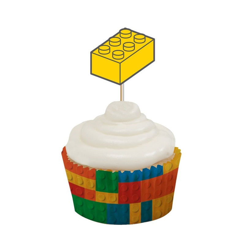 Building block cupcake picks pack of 10