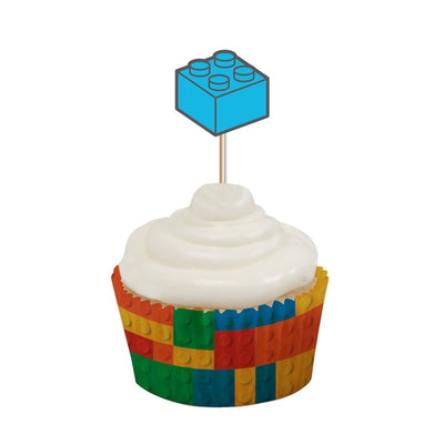 Building block cupcake picks pack of 10