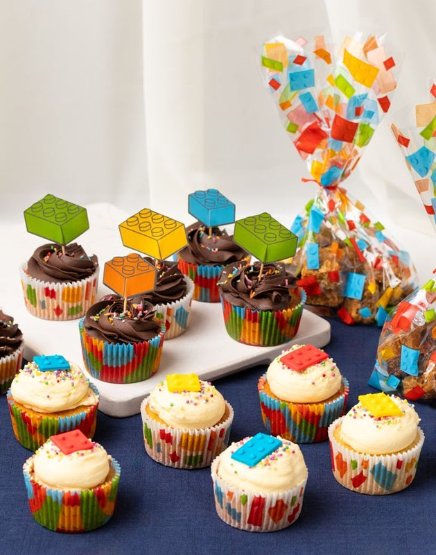 Building block cupcake picks pack of 10