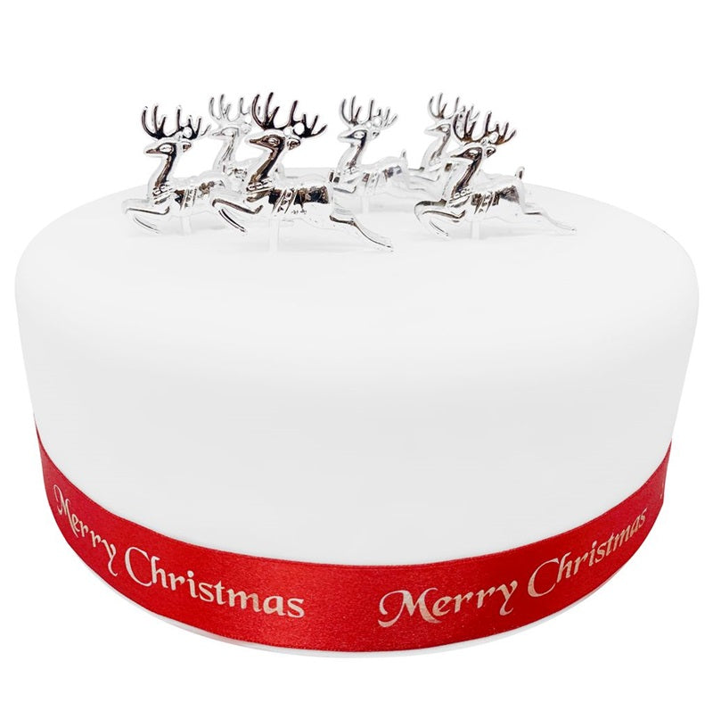 Reindeer cake topper set of 6 Silver