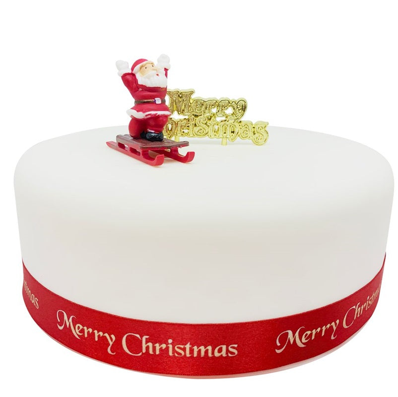 Santa on sleigh Cake Topper with Merry Christmas Motto