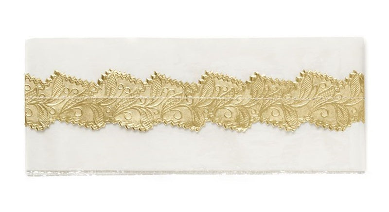 Christmas or celebration cake frill embossed foil White with Gold Centre