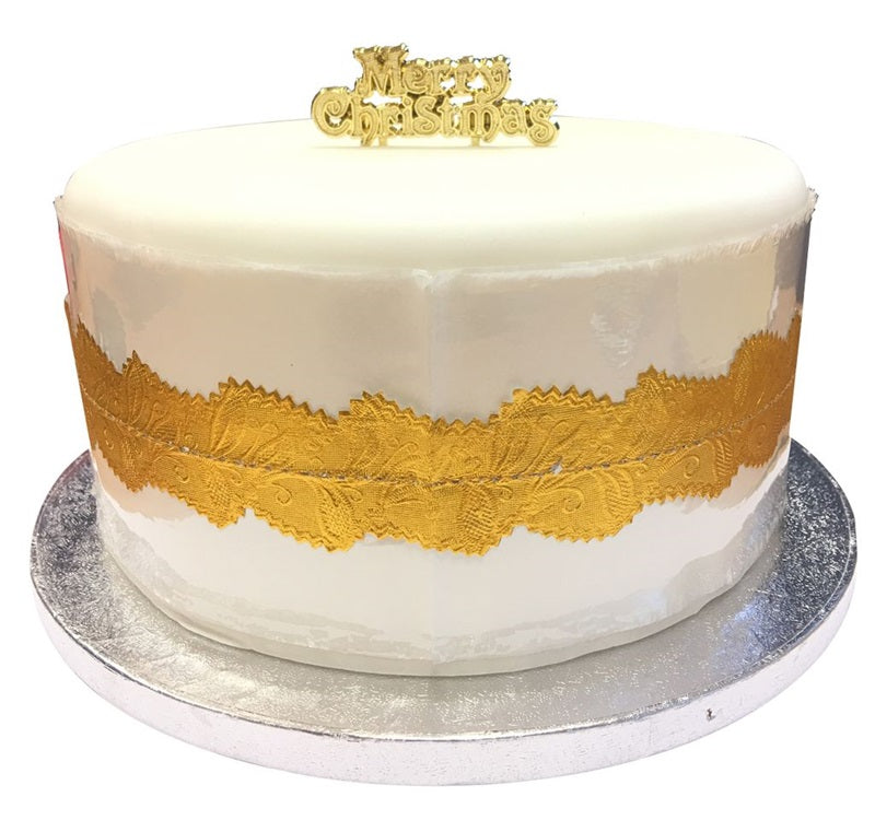 Christmas or celebration cake frill embossed foil choose your colour