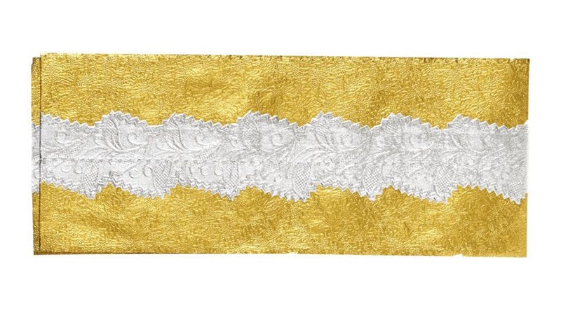 Christmas or celebration cake frill embossed foil Gold with Silver Centre