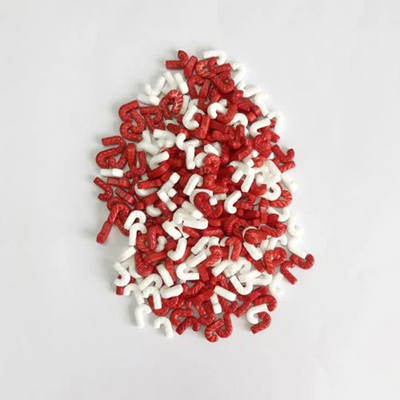 Candy Cane shaped red and white sprinkles 80g by Arcoiris