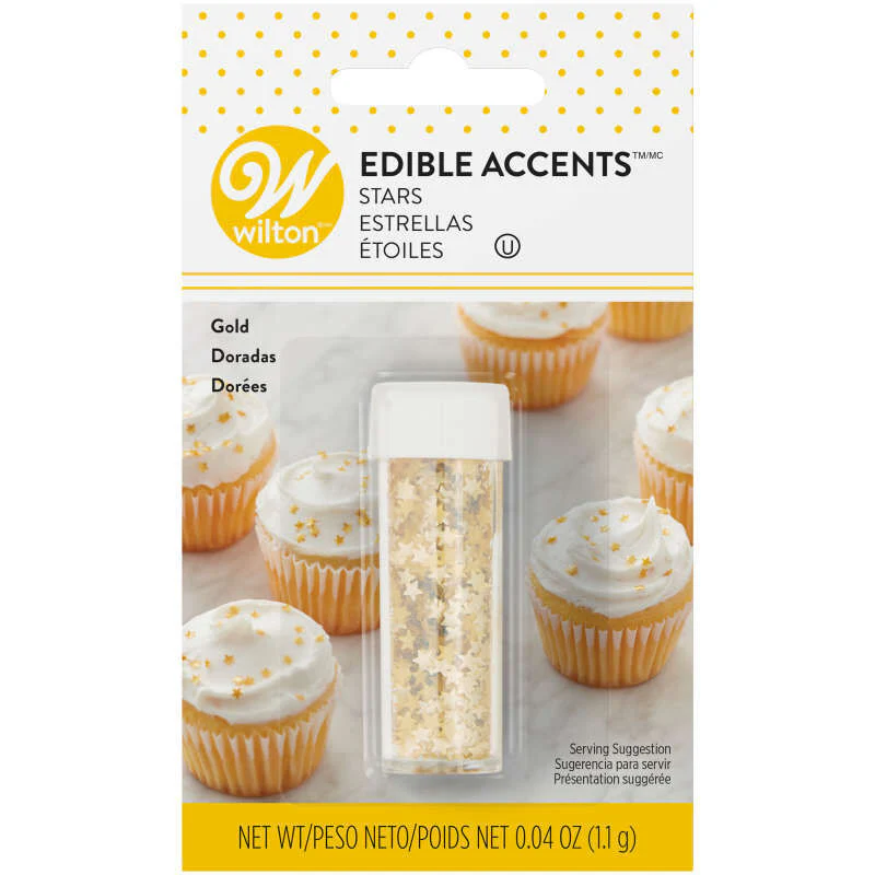 Edible glitter shapes Gold stars by Wilton