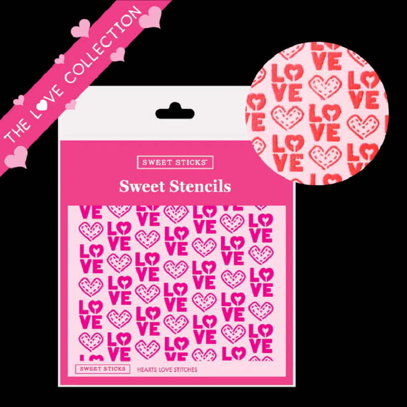 Hearts Love Stitches Stencil by Sweet Sticks