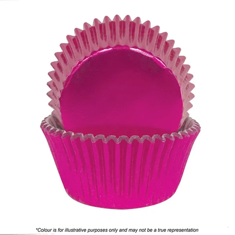 Foil baking cups Hot Pink 44mm x 30mm (72) cupcake papers