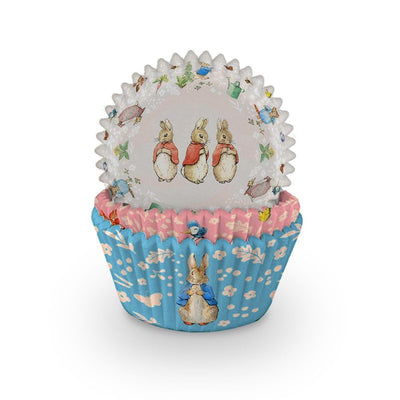 Classic Peter Rabbit™ Cupcake Paper baking cups, 3 different designs in pack, lemon yellow, pink, and blue