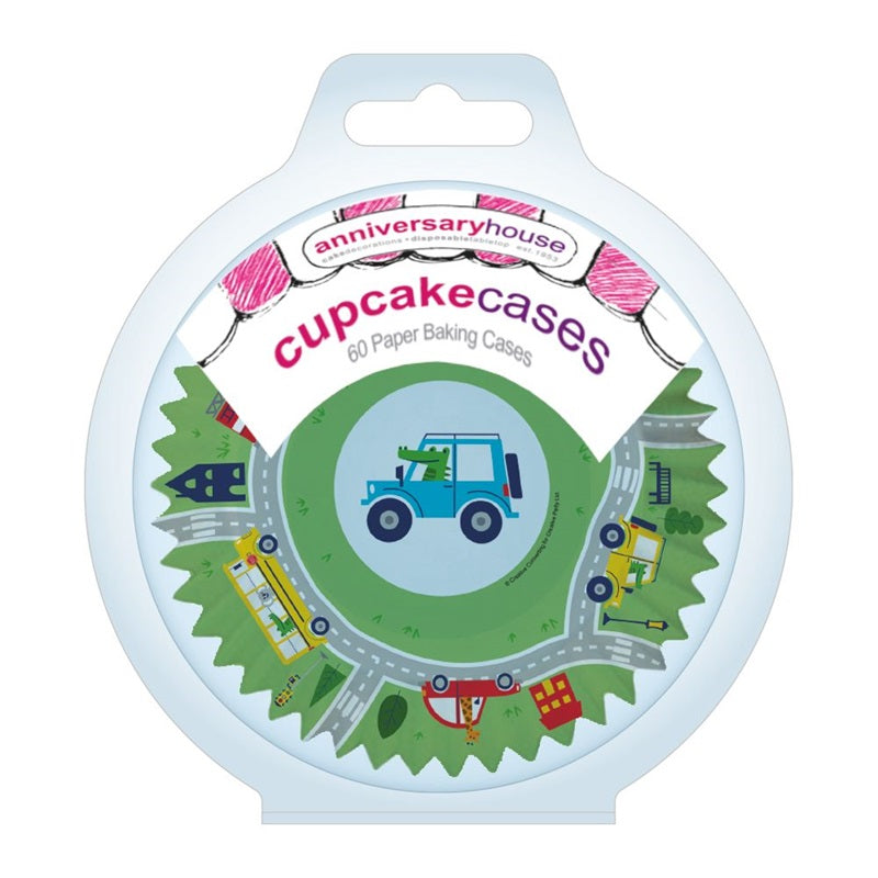 Transport vehicles cupcake papers pack of 60