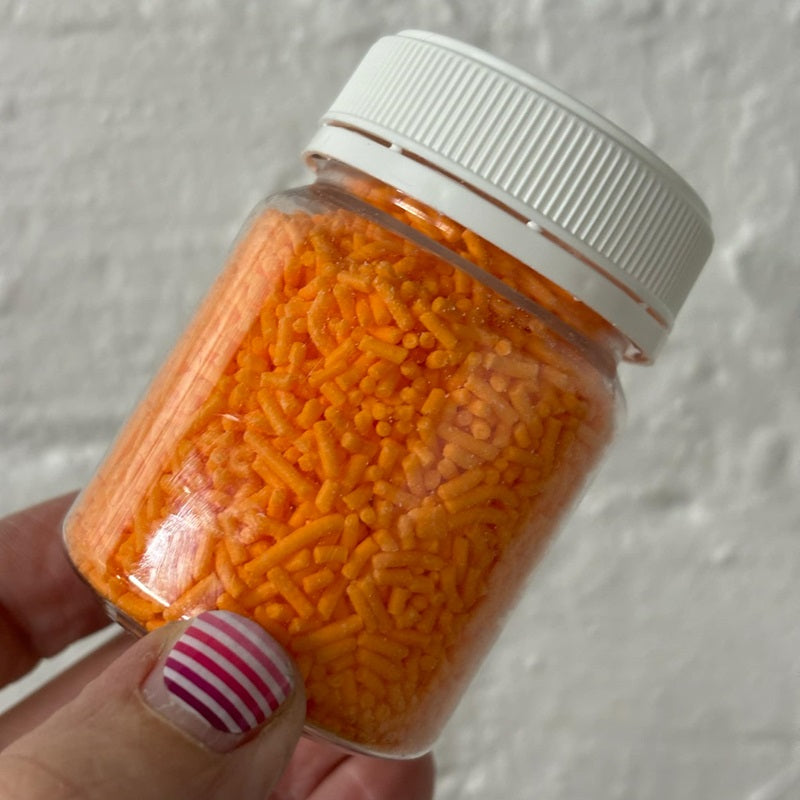 Orange Hail Jimmies sprinkles jar