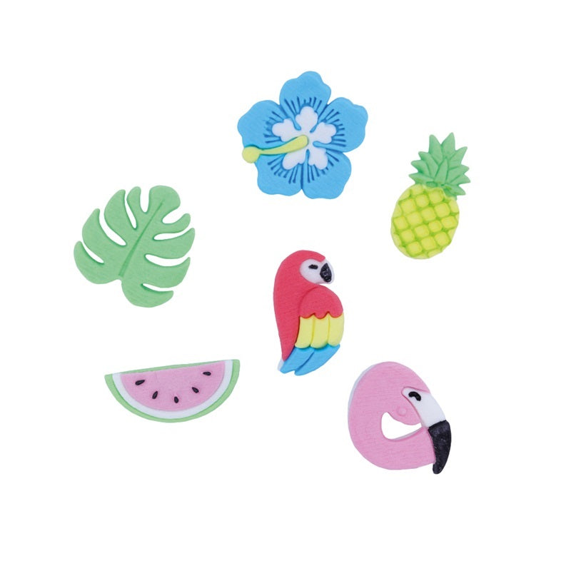 Edible cupcake toppers pack of 6 gumpaste icing decorations Tropical party