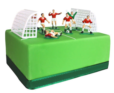 Soccer players and goals Cake Topper set RED