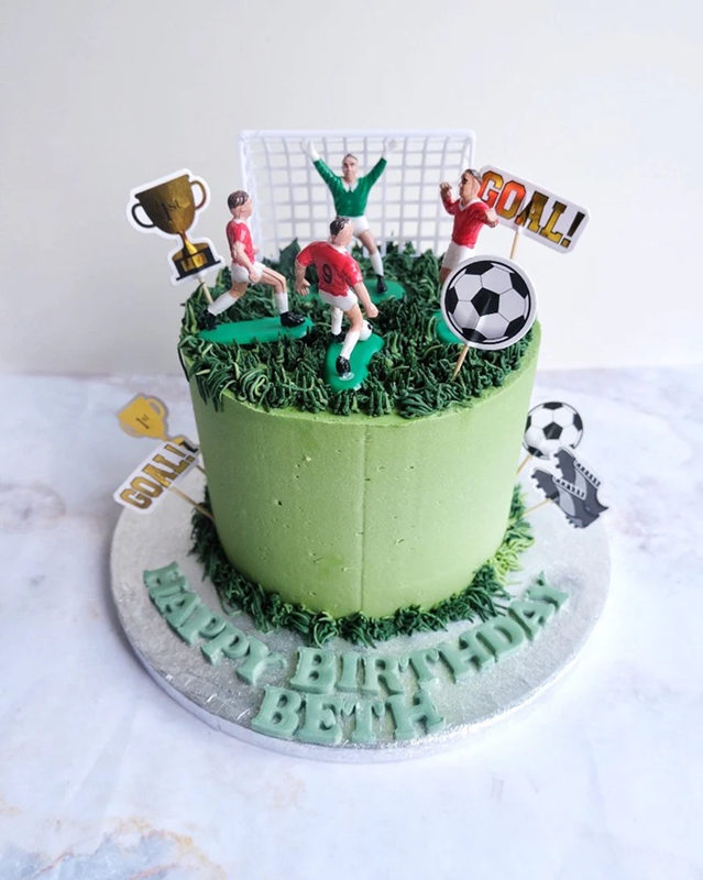 Soccer players and goals Cake Topper set RED