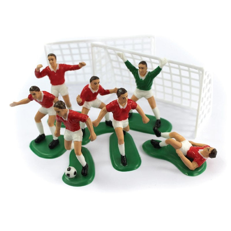 Soccer players and goals Cake Topper set RED