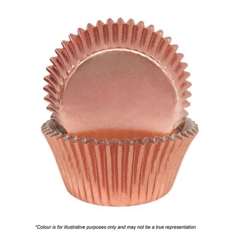 Foil baking cups rose gold 44mm x 30mm (72) cupcake papers